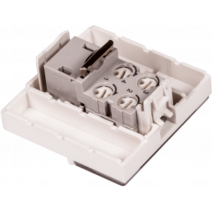 Вставка Mosaic 45x45, RJ-11, со шторкой и увеличенным окном маркировки, белая